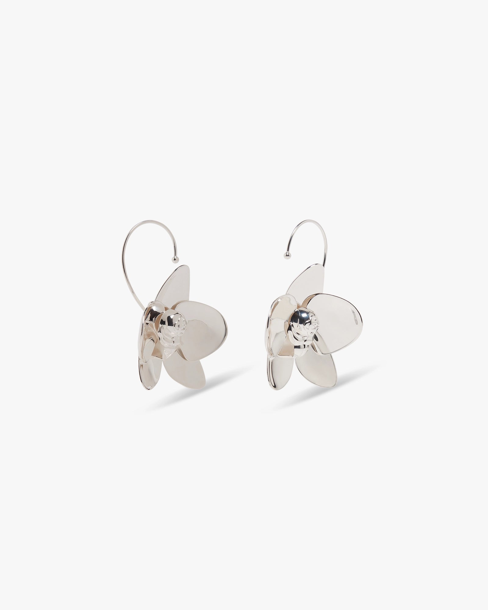 Silver Orchid Brass Earrings