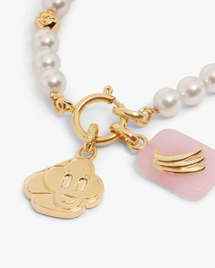 White & Gold Icon Pearl Bracelet
