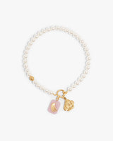 White & Gold Icon Pearl Necklace