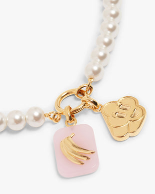 White & Gold Icon Pearl Necklace