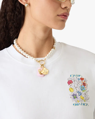 White & Gold Icon Pearl Necklace