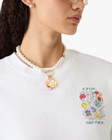 White & Gold Icon Pearl Necklace