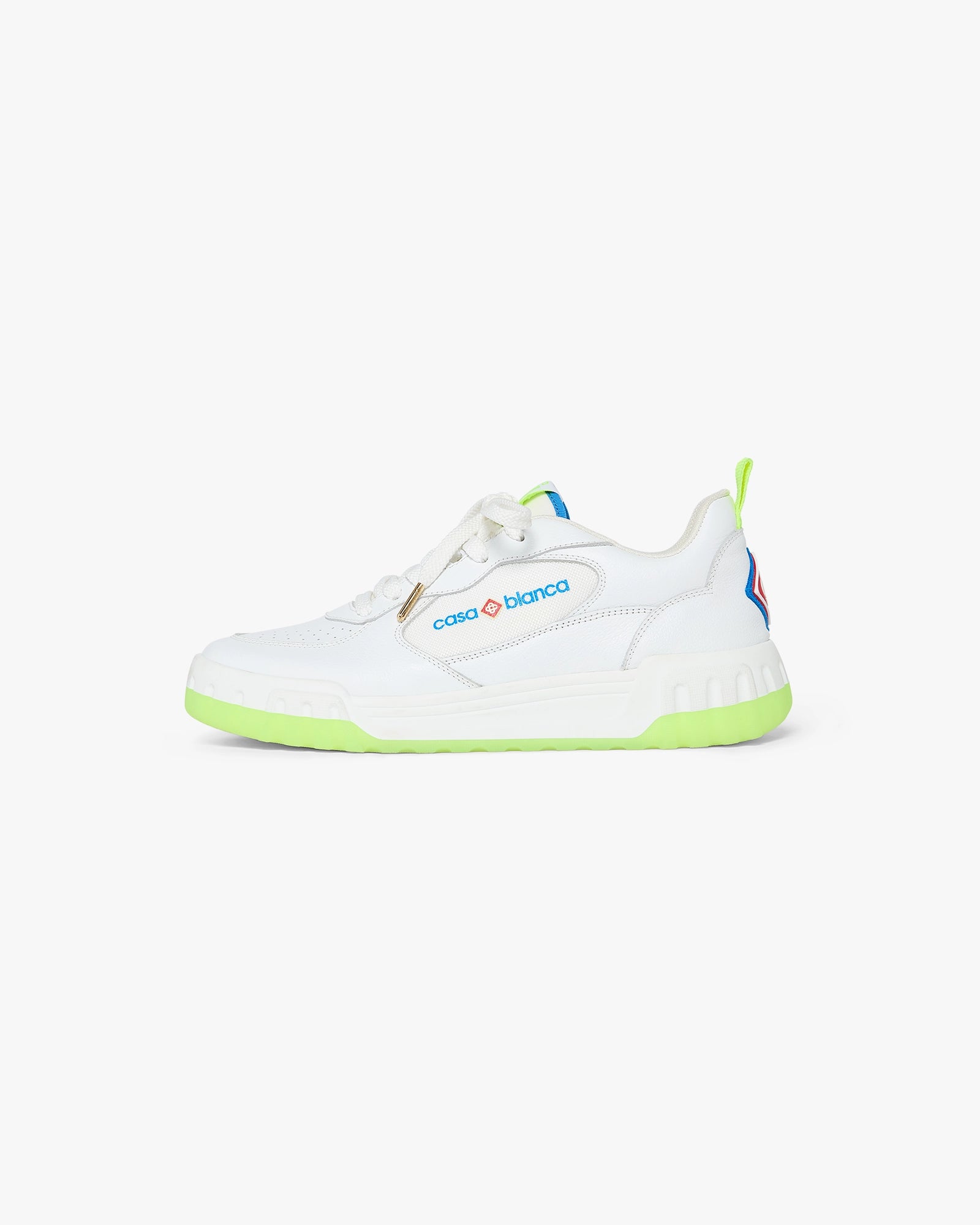Women's White & Yellow Leather Court Sneakers