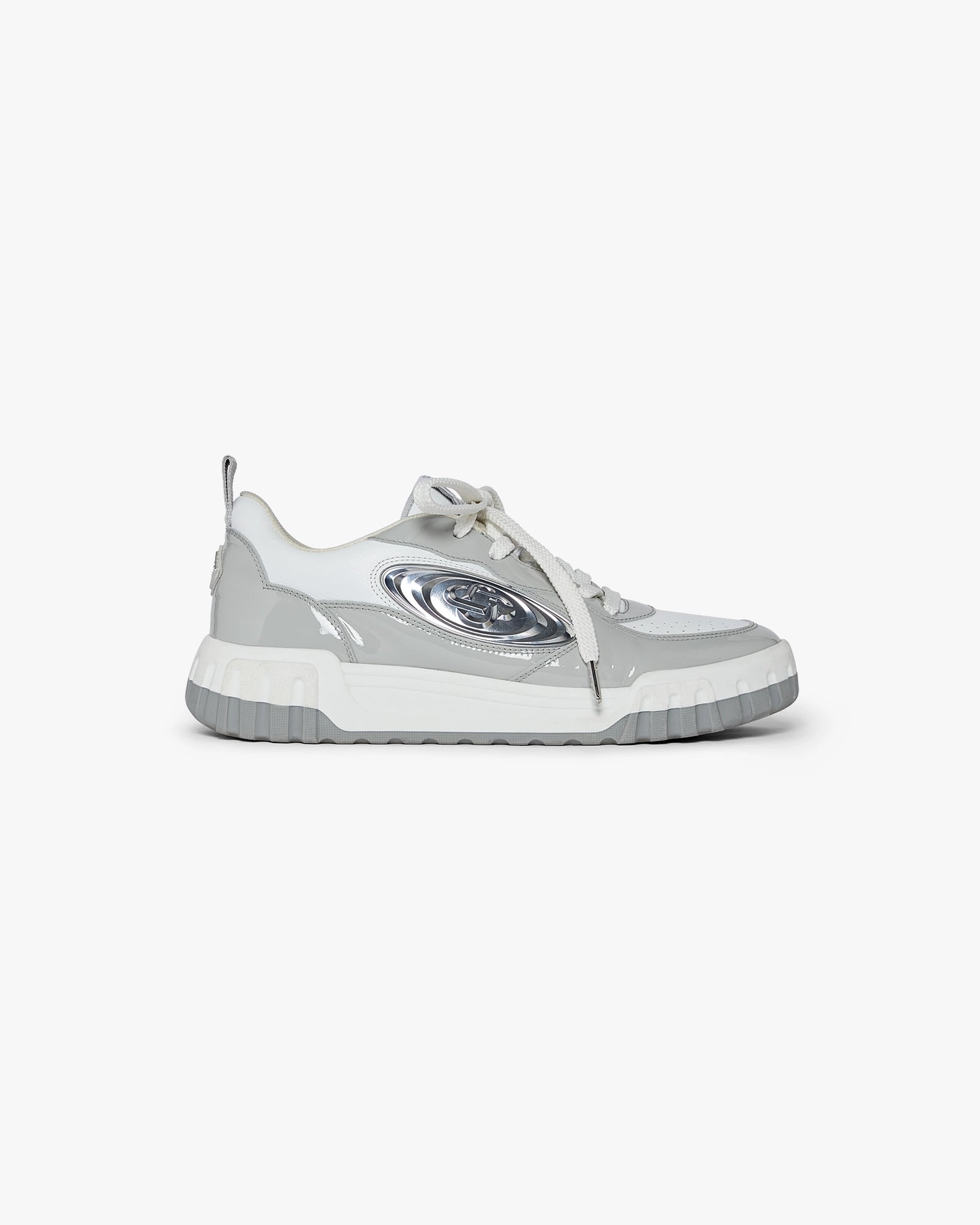 Women's Silver Leather Court Sneakers