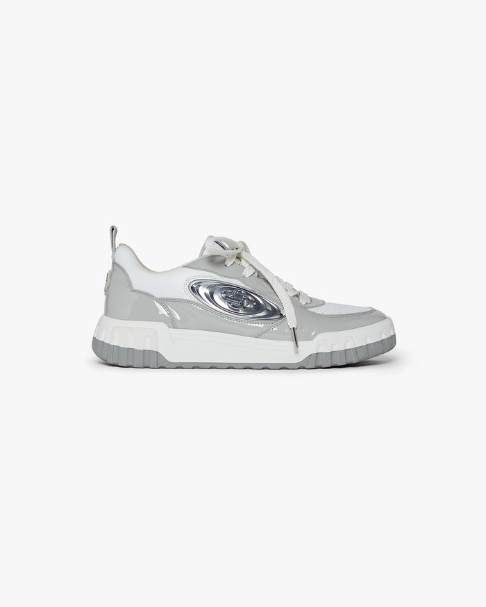 Women's Silver Leather Court Sneakers