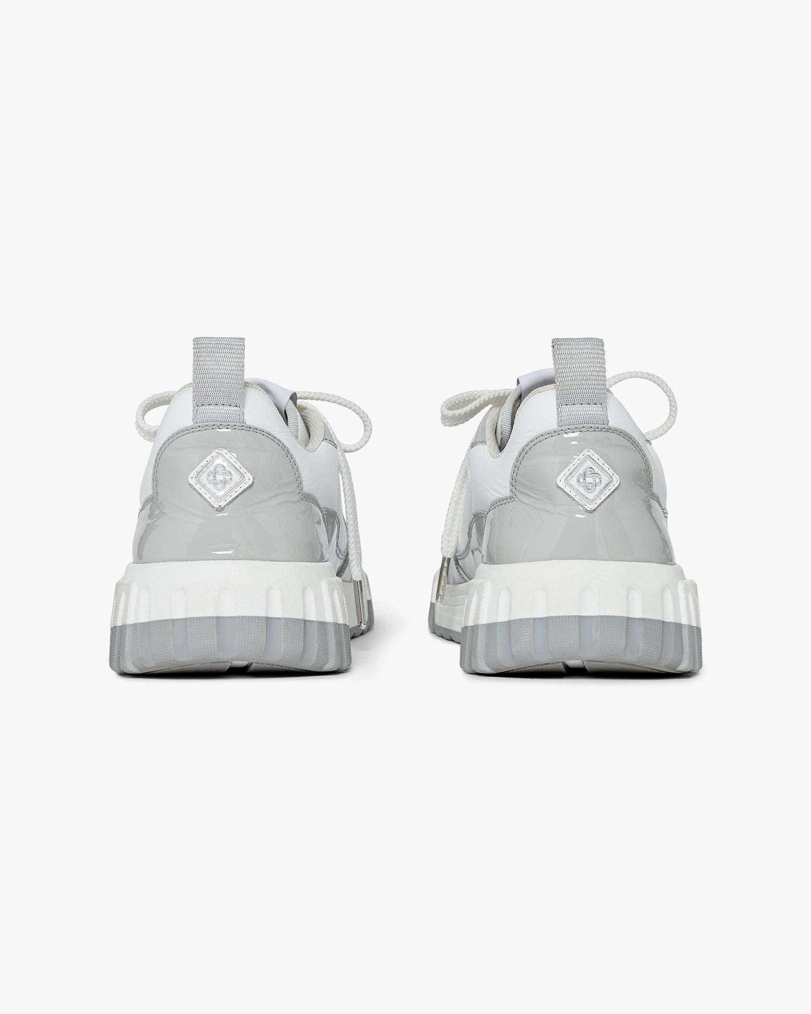 Women's Silver Leather Court Sneakers
