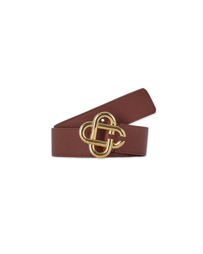 Brown Leather CC Logo Belt