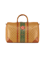 Brown Leather Diamond Monogram Grand Prix Weekender