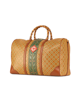 Brown Leather Diamond Monogram Grand Prix Weekender