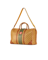 Brown Leather Diamond Monogram Grand Prix Weekender