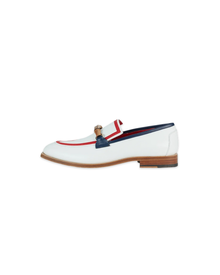 White & Red Leather Envelope Loafer