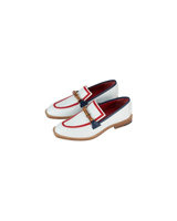 White & Red Leather Envelope Loafer