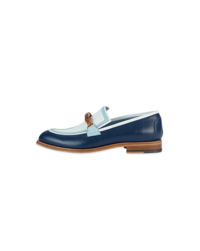 Navy & White Leather Envelope Loafer