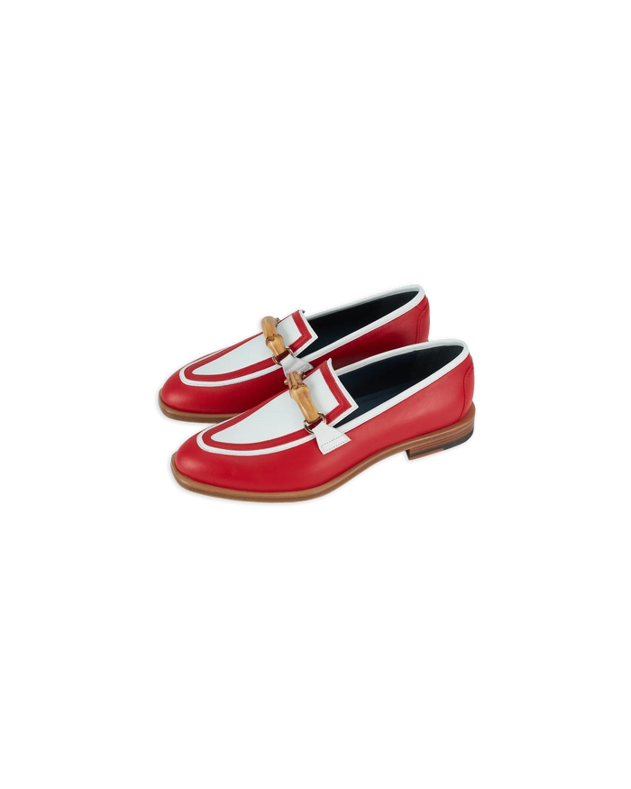 White & Red Leather Loafer