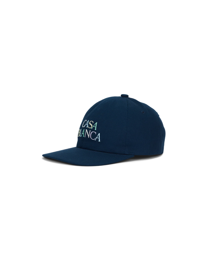 Navy Twill Stacked Logo Cap