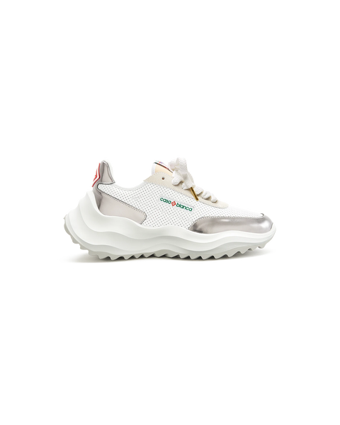 Womens Atlantis White & Chrome Sneaker | Casablanca Paris