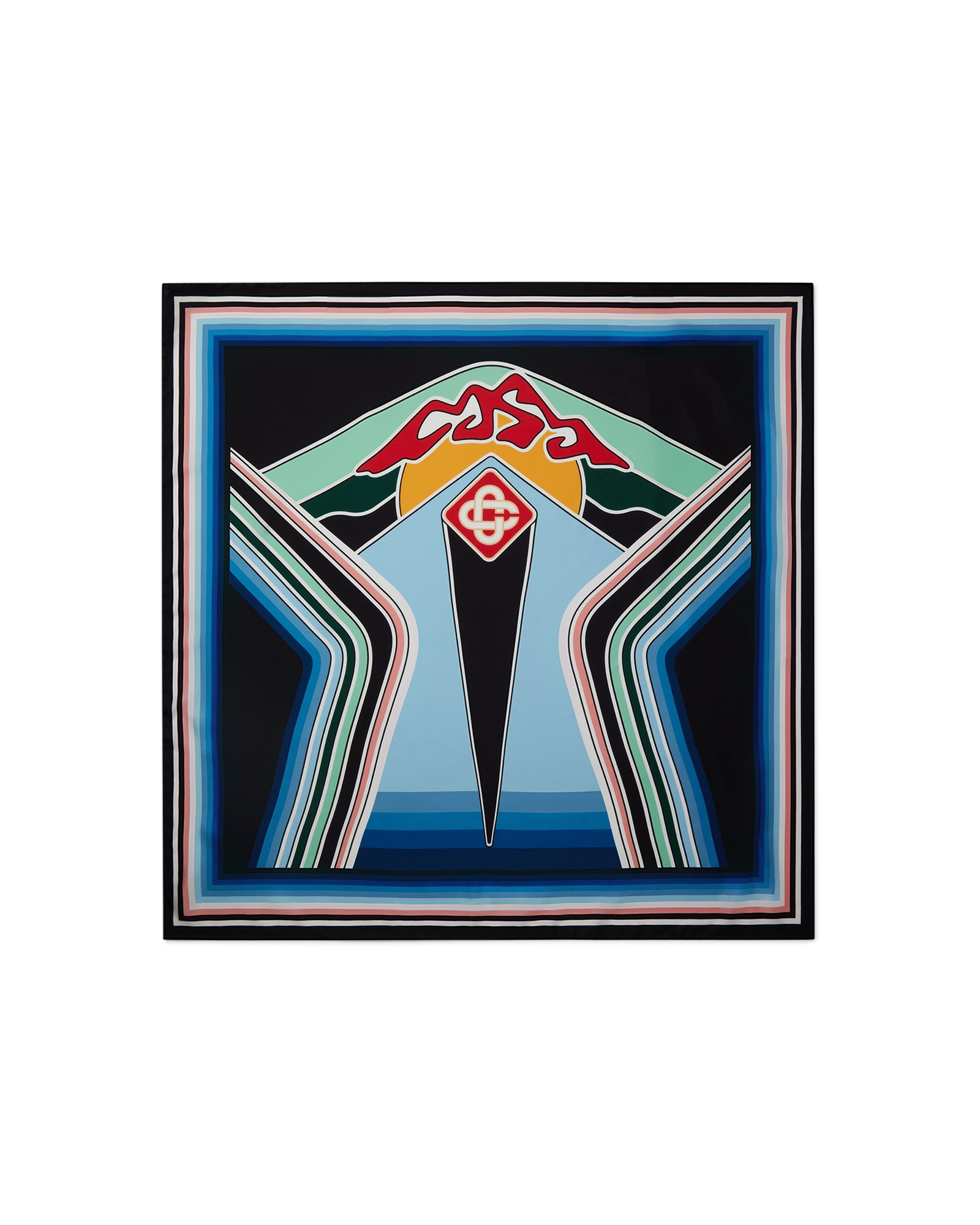 Graphic Mountain Large Silk Scarf