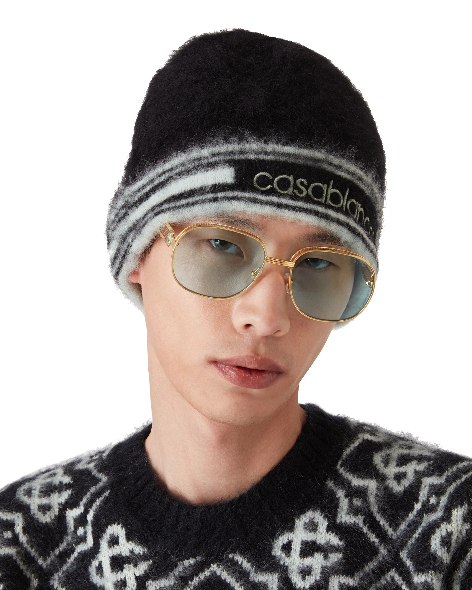 Stripe Mohair Beanie