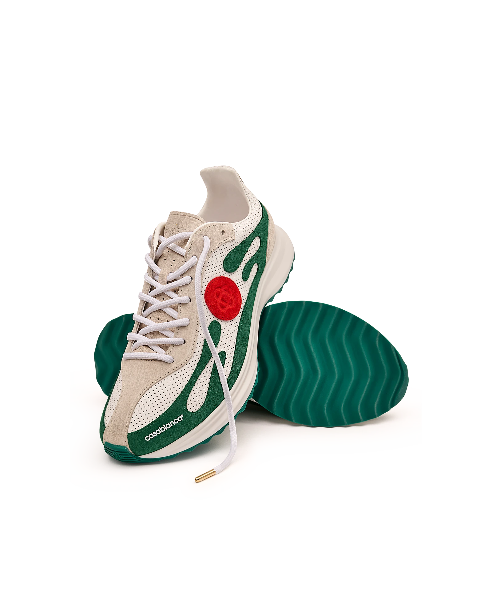 Men's White & Green Stade Sneaker