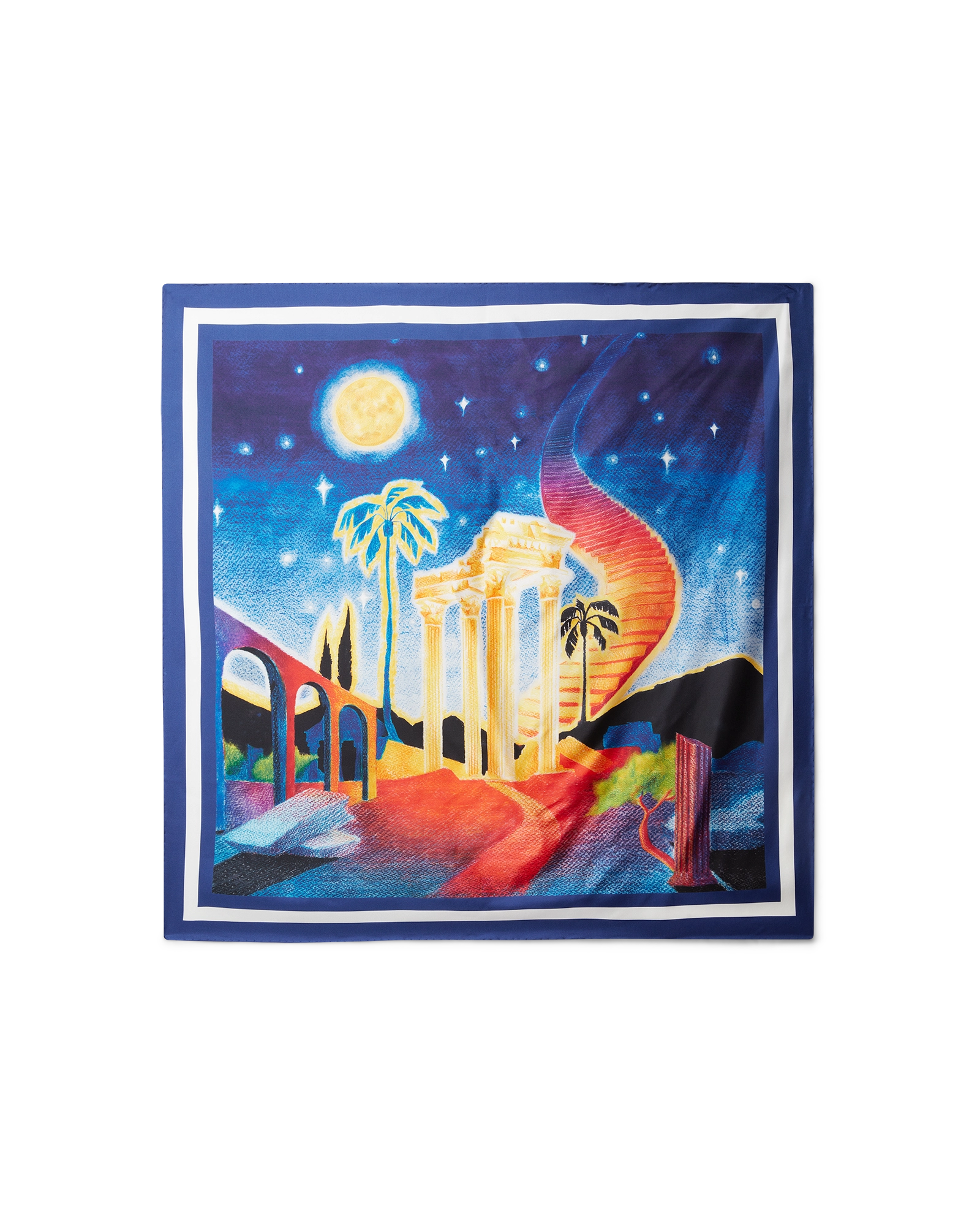 Grand foulard en soie Midnight Acropolis