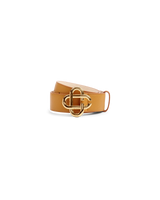 Mens Tan CC Logo Buckle Belt