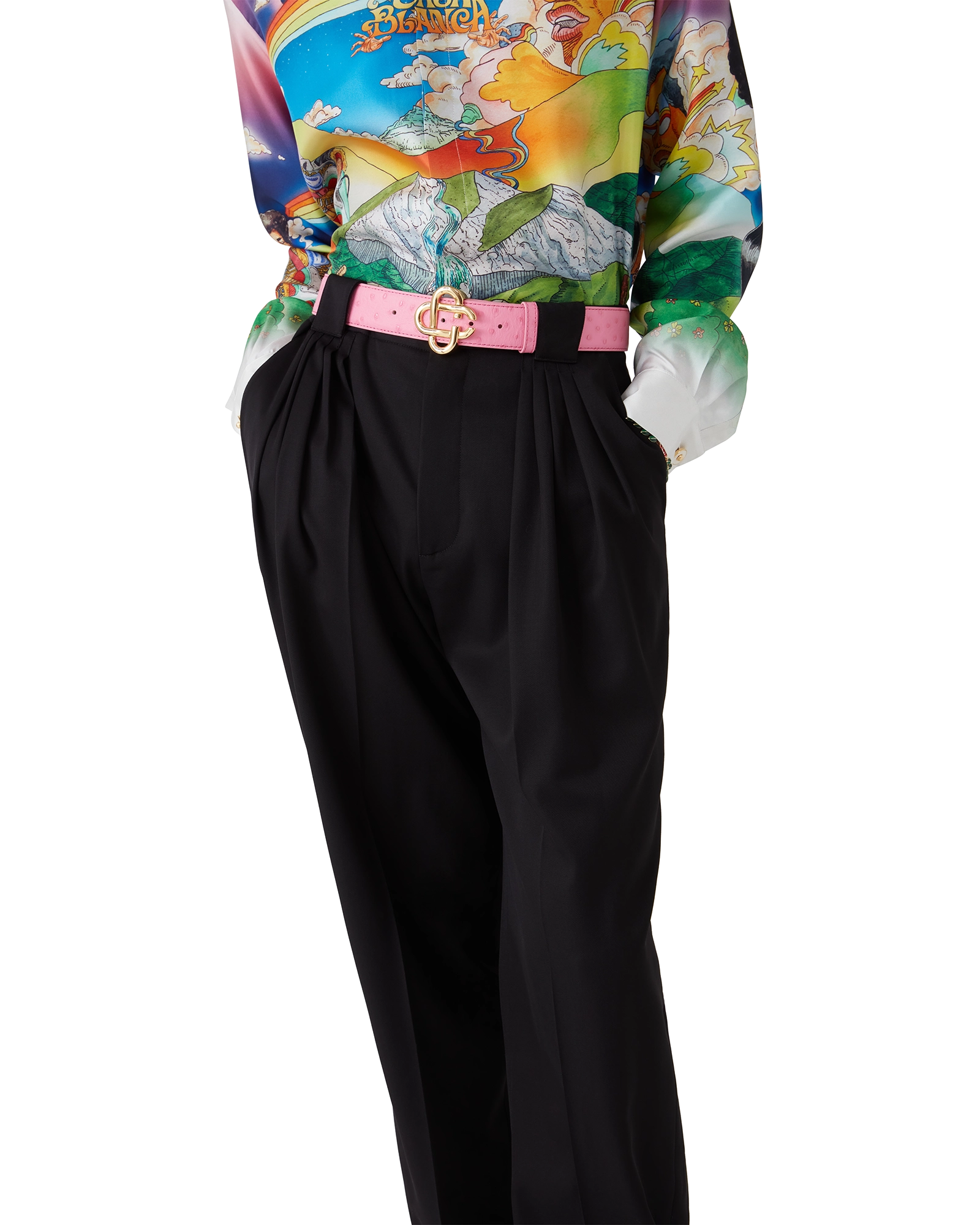 Pink Embossed CC Logo Belt