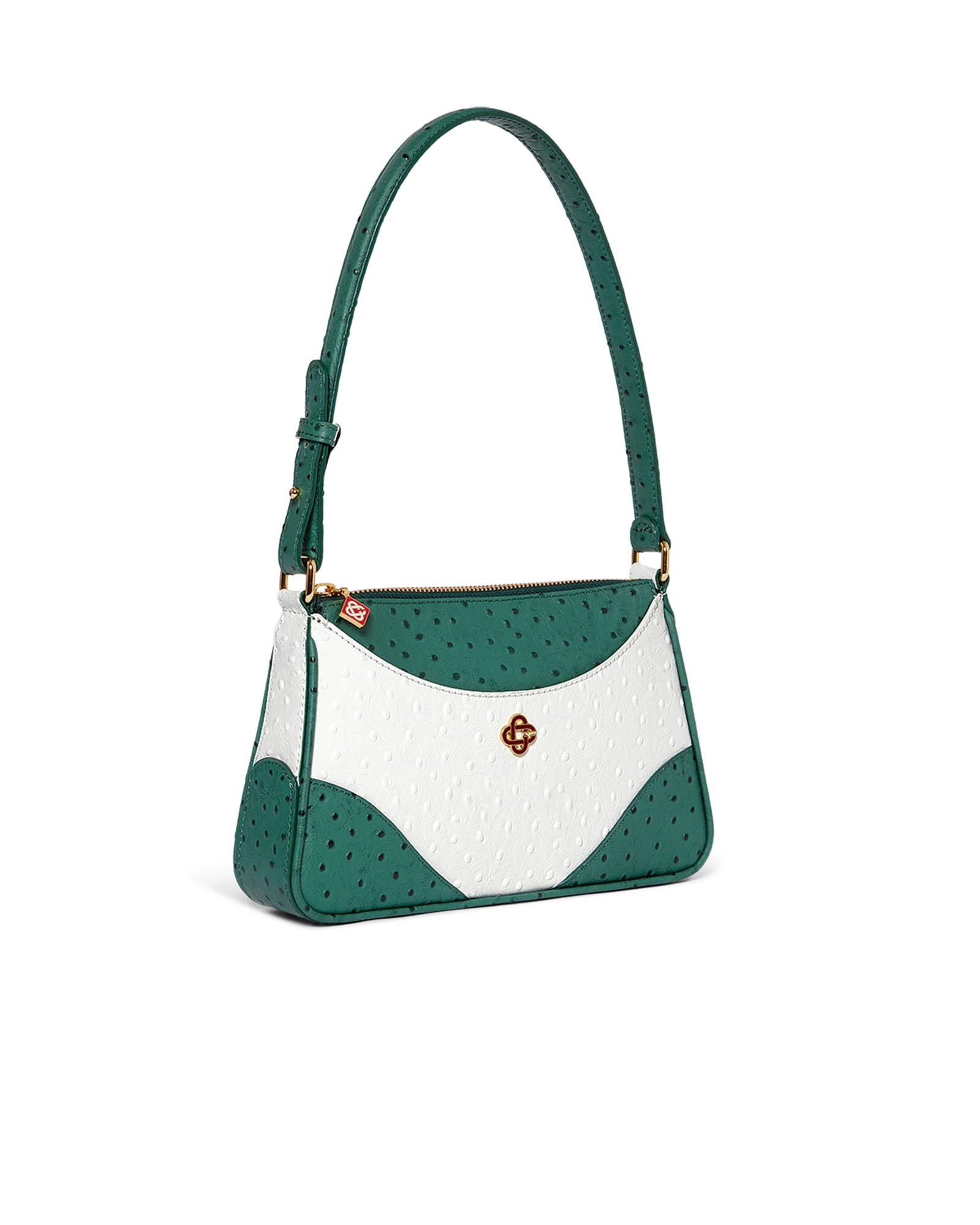 White & Green Jeanne Pochette Shoulder Bag