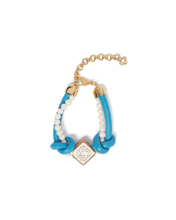 Blue Knotted Pearl Bracelet