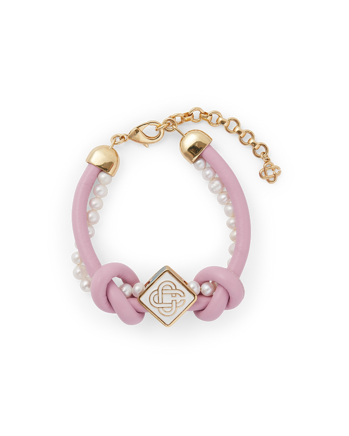 Pink Knotted Pearl Bracelet