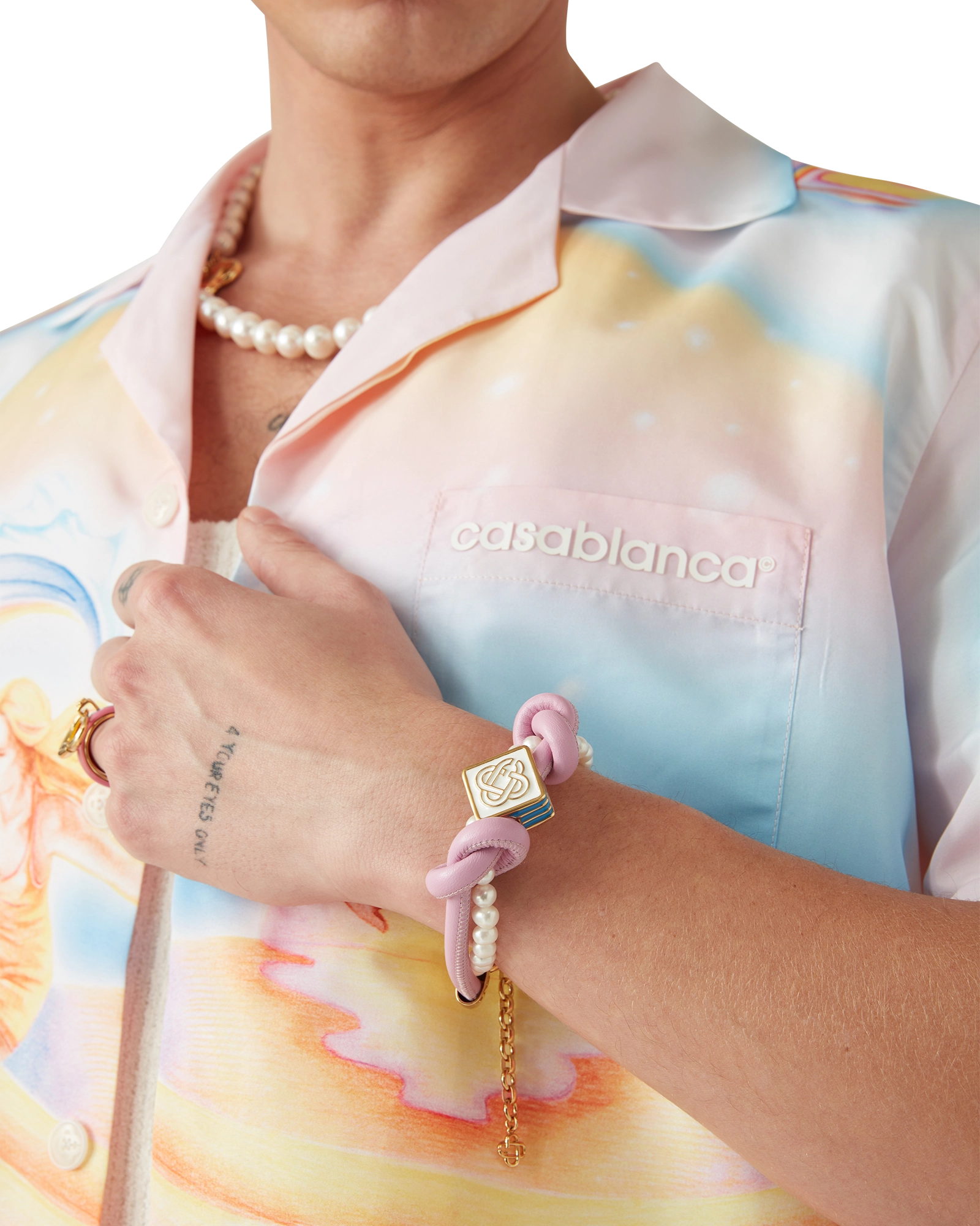 Pink Knotted Pearl Bracelet