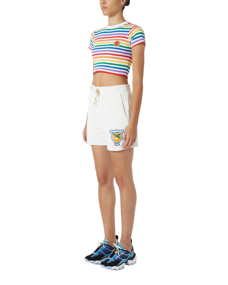 Rainbow Stripe Cropped T-Shirt