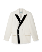 Off White Contrast Lapel Double Breasted Blazer