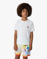 T-shirt à manches courtes blanc pour enfant avec logo losange