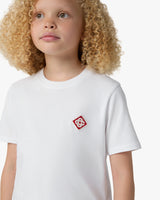 T-shirt à manches courtes blanc pour enfant avec logo losange