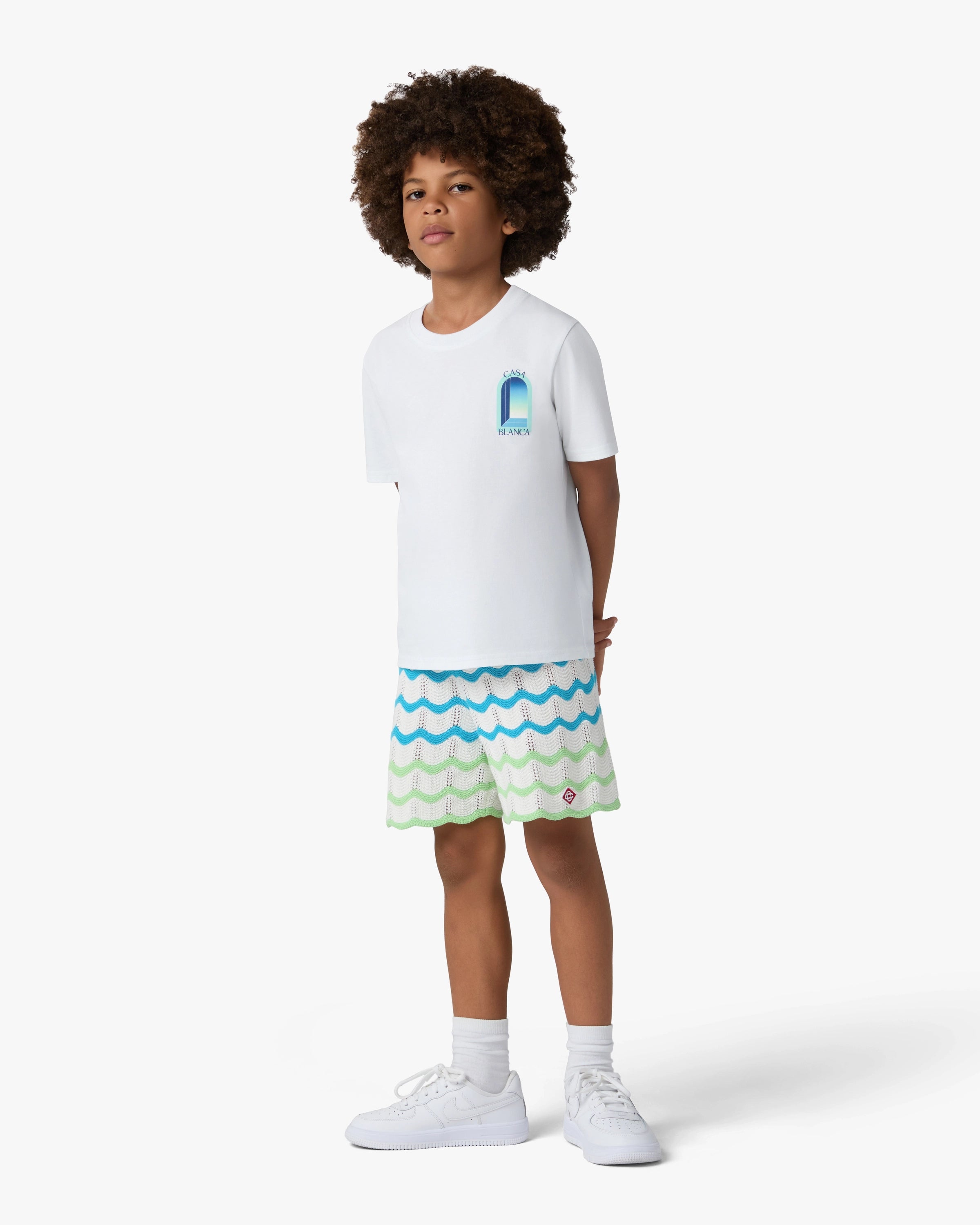 Children's White Gradient Arch Short Sleeve T-Shirt