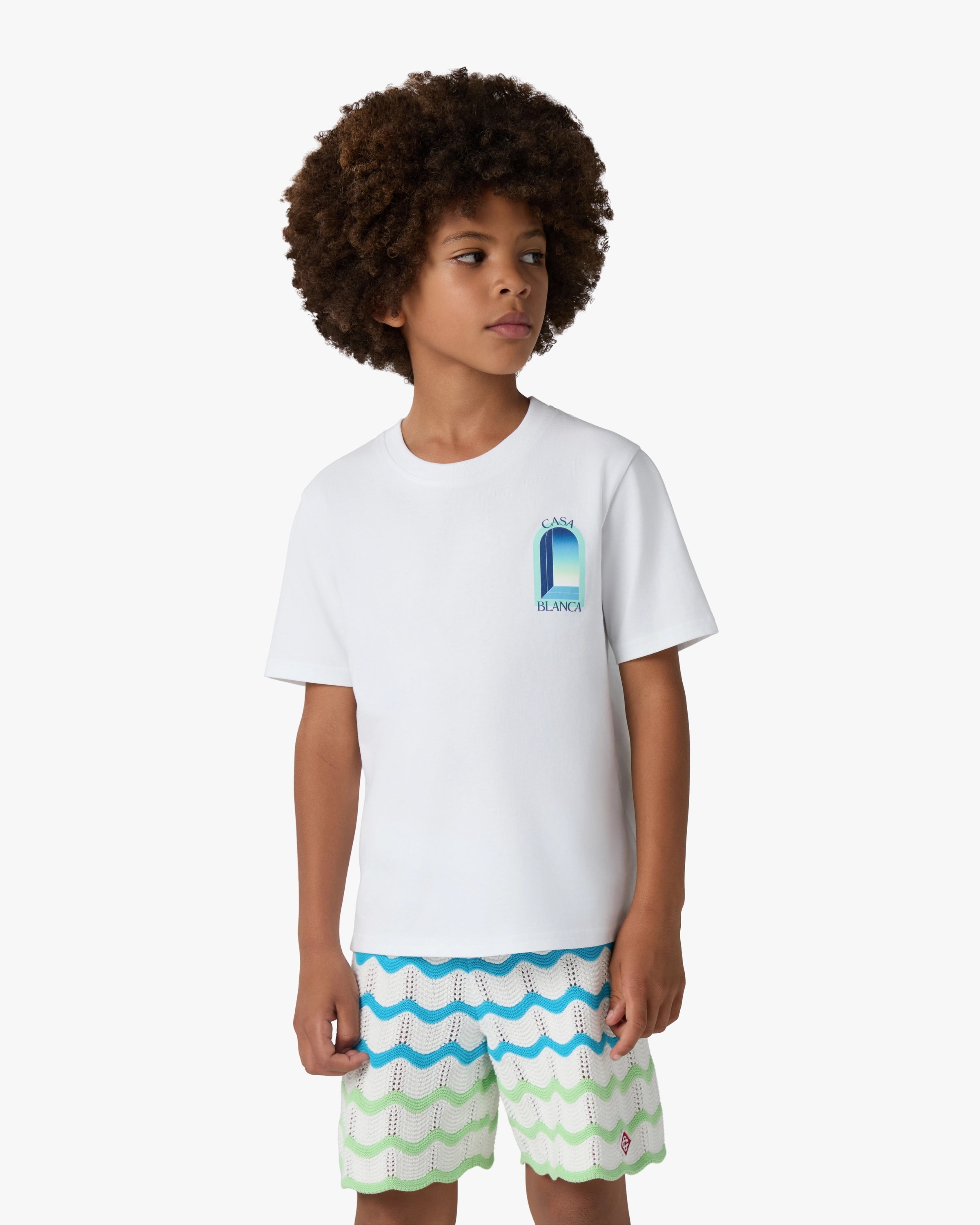 Children's White Gradient Arch Short Sleeve T-Shirt