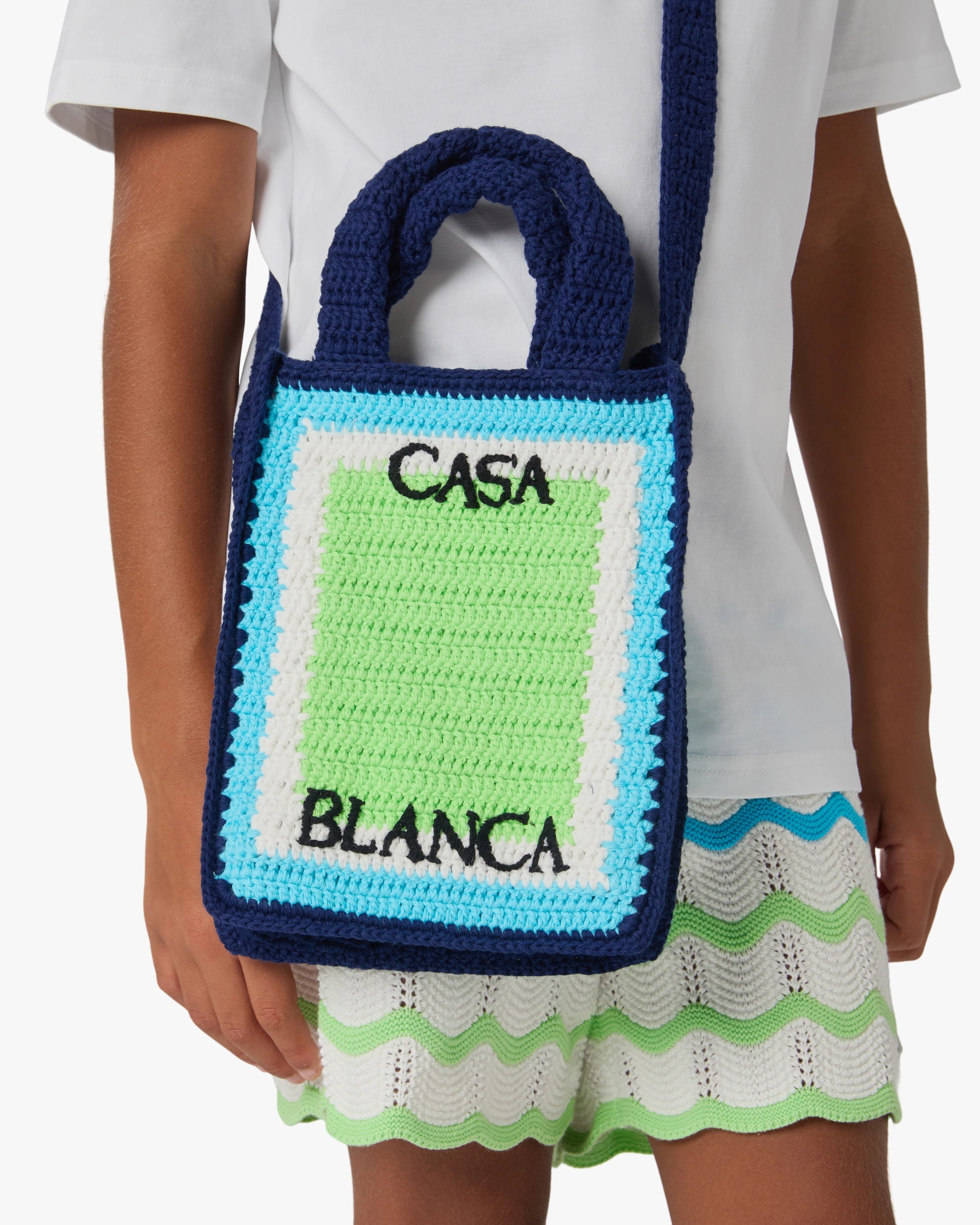 Children's Blue & Green Mini Crochet Bag