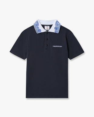 Children's Navy Wave Short Sleeve Polo Shirt