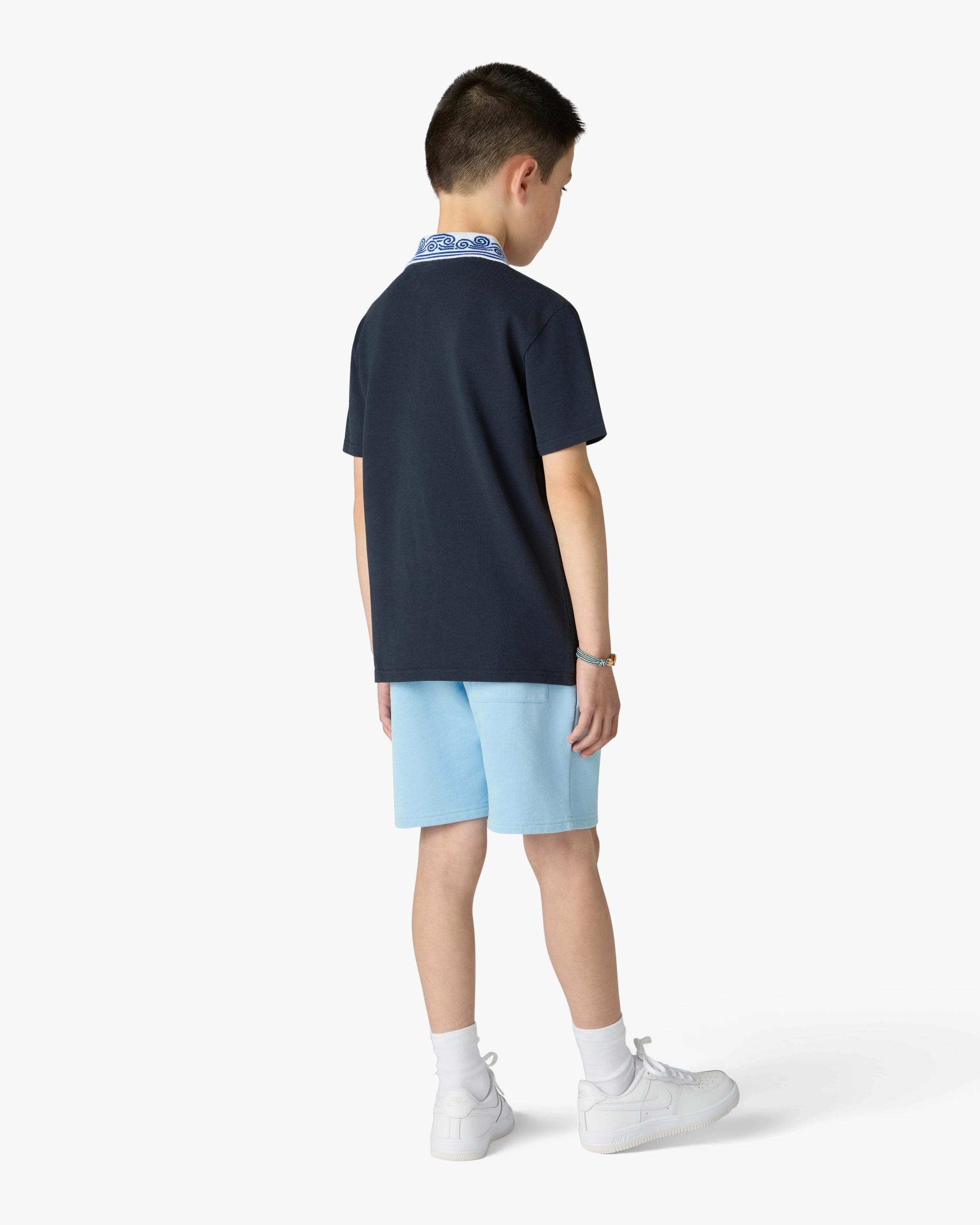 Children's Navy Wave Short Sleeve Polo Shirt