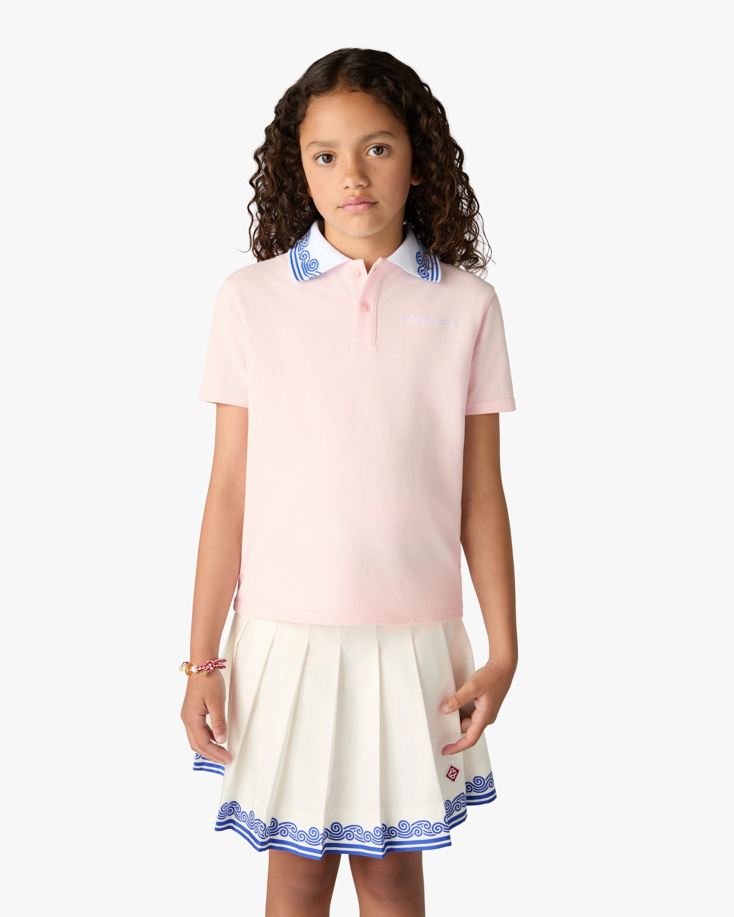 Children's Pink Wave Short Sleeve Polo Shirt