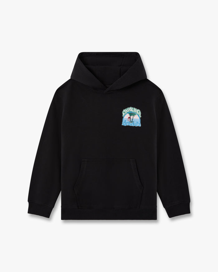 Children's Black Palm Tree Emblem Hooded Sweatshirt