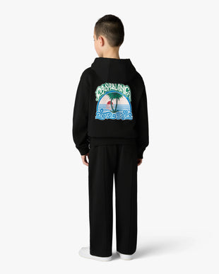 Children's Black Palm Tree Emblem Hooded Sweatshirt