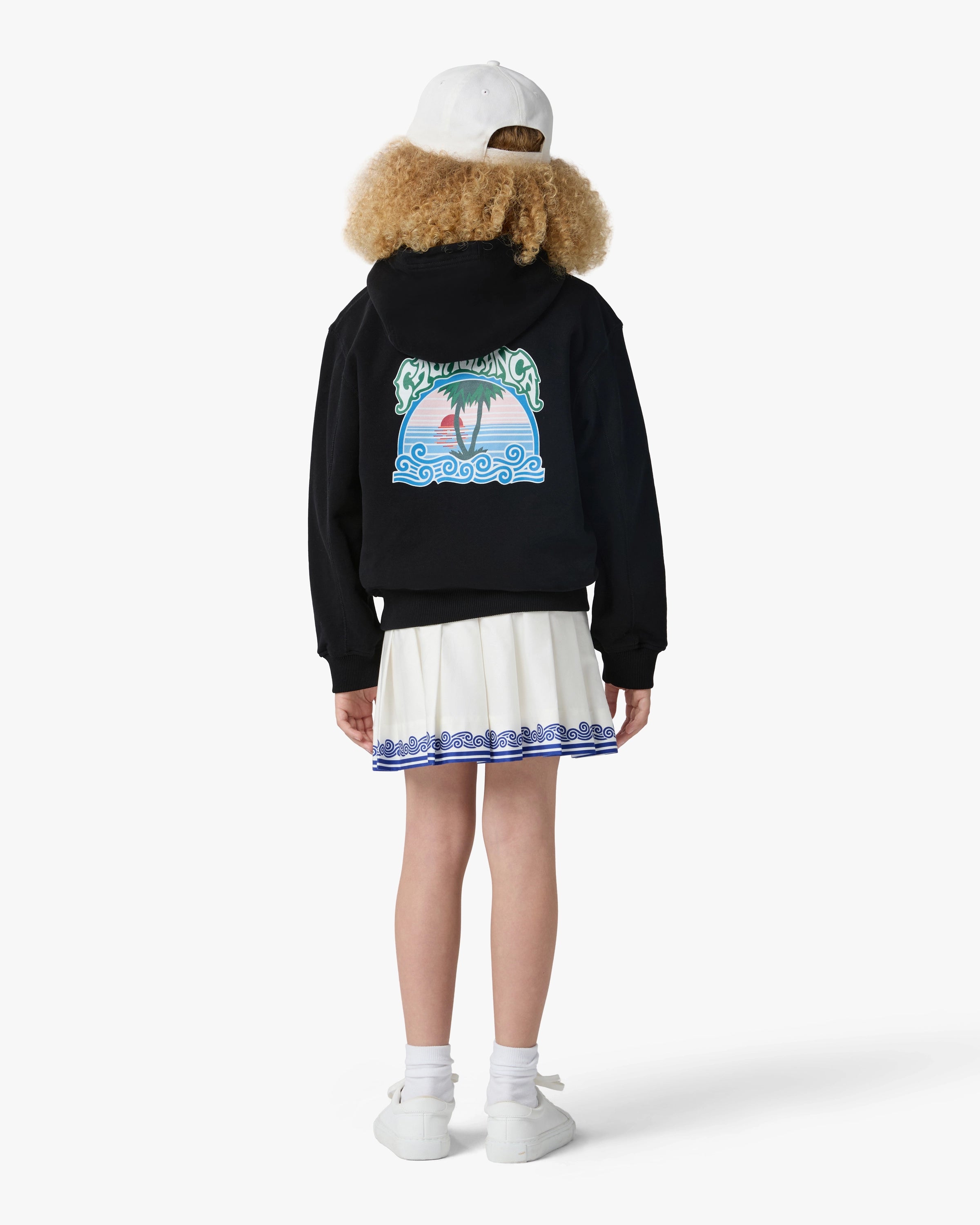 Sweat à capuche noir pour enfant Palm Tree Emblem