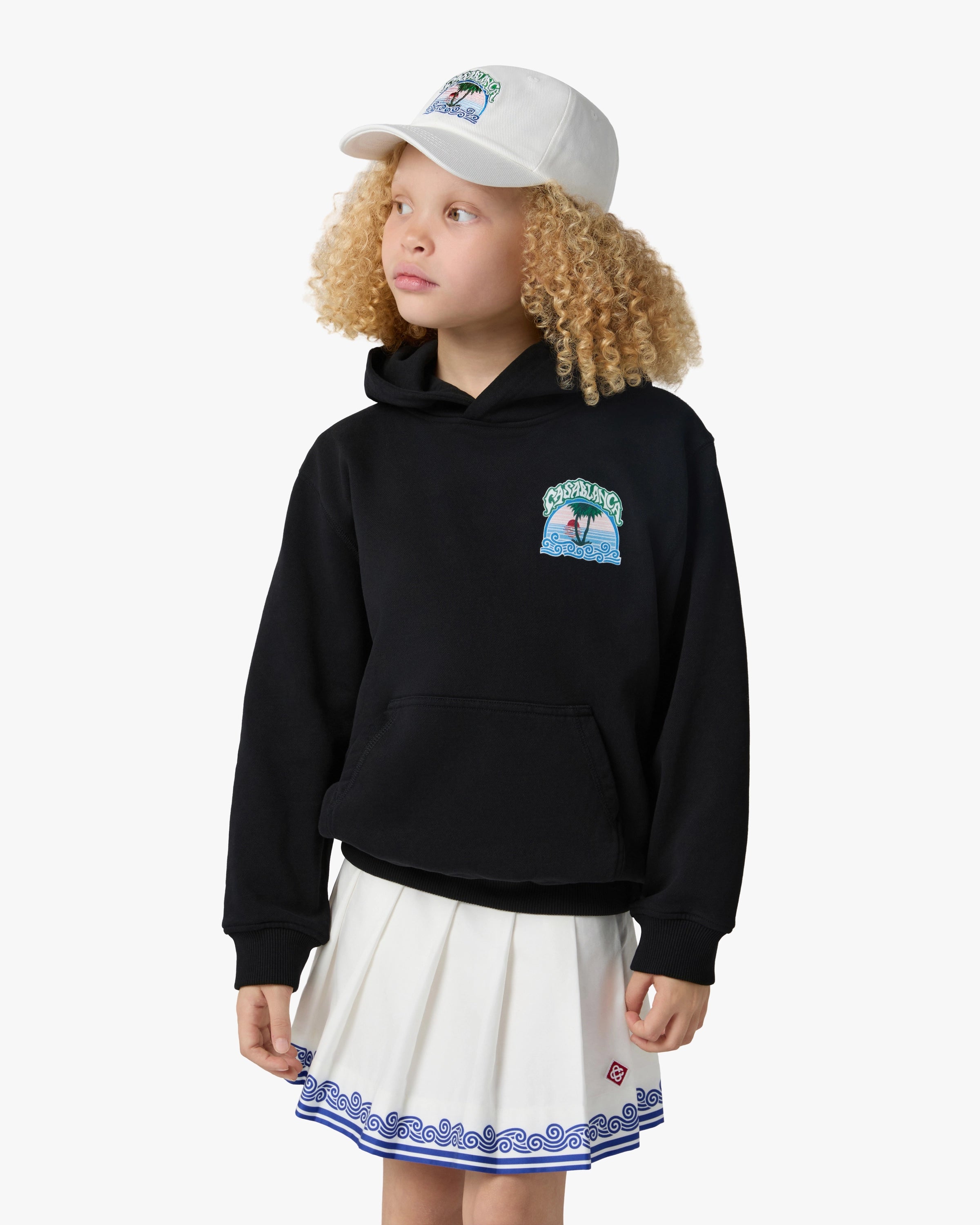 Sweat à capuche noir pour enfant Palm Tree Emblem