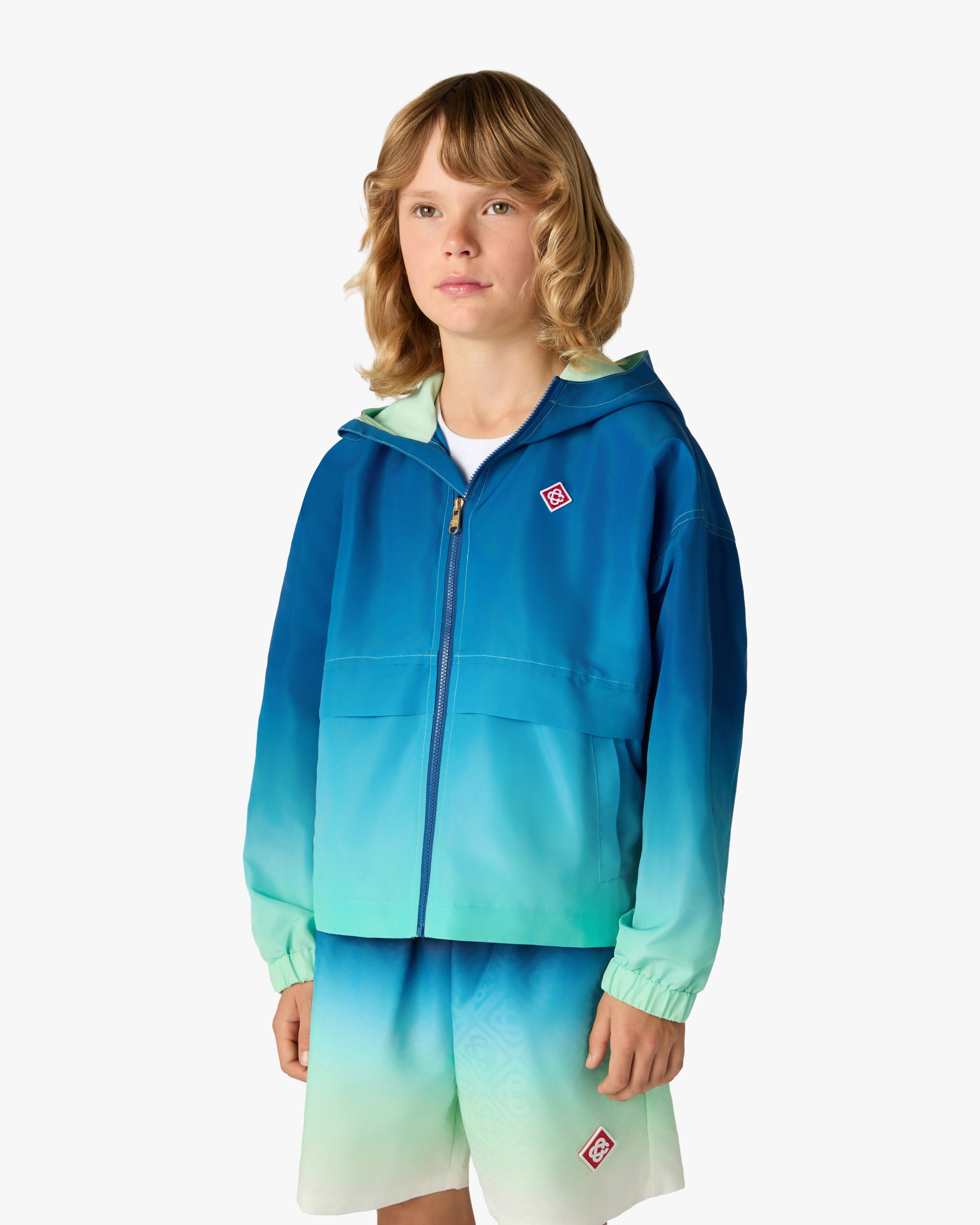 Children's Blue & Green Gradient Hooded Jacket