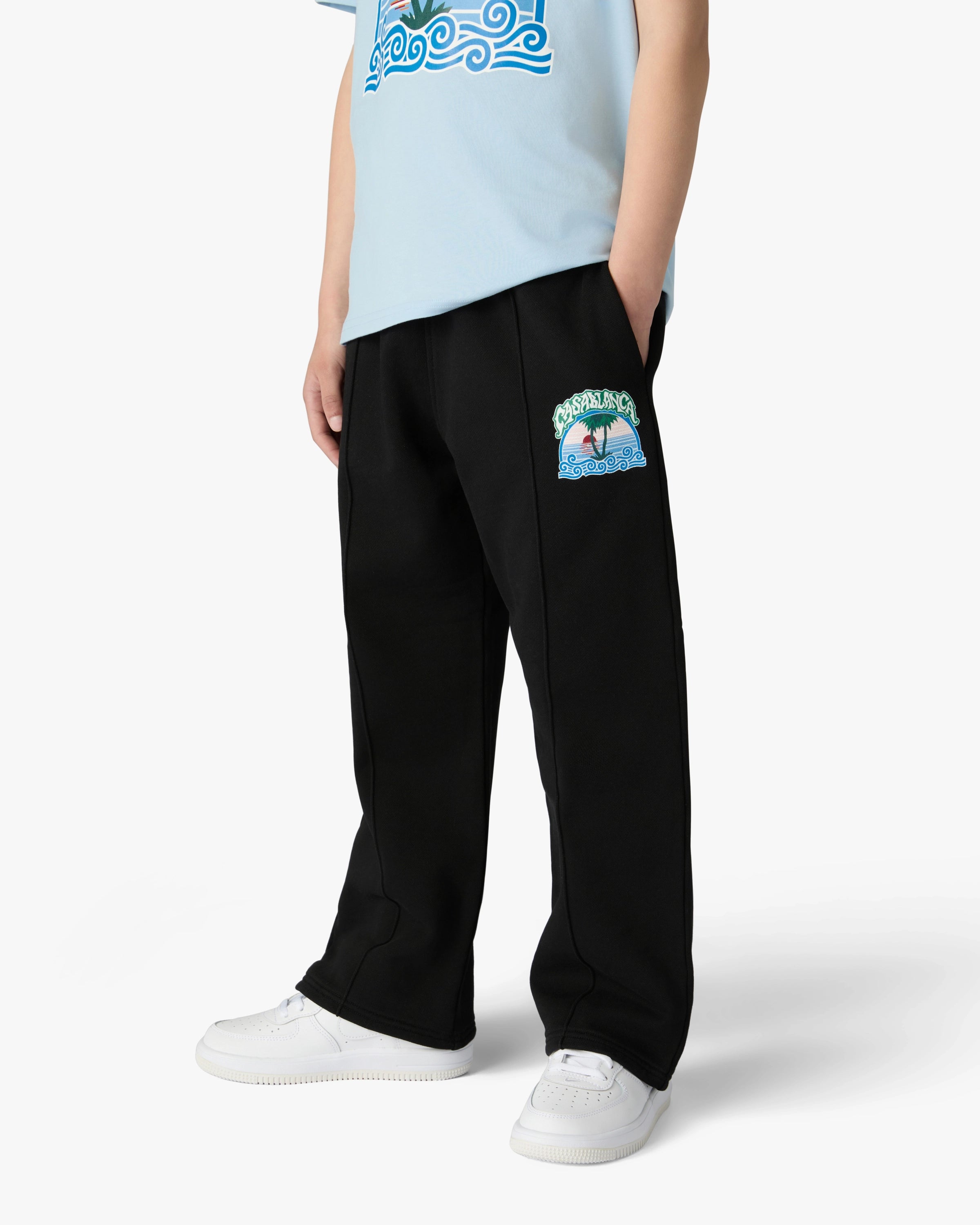 Children's Black Palm Tree Emblem Sweatpants