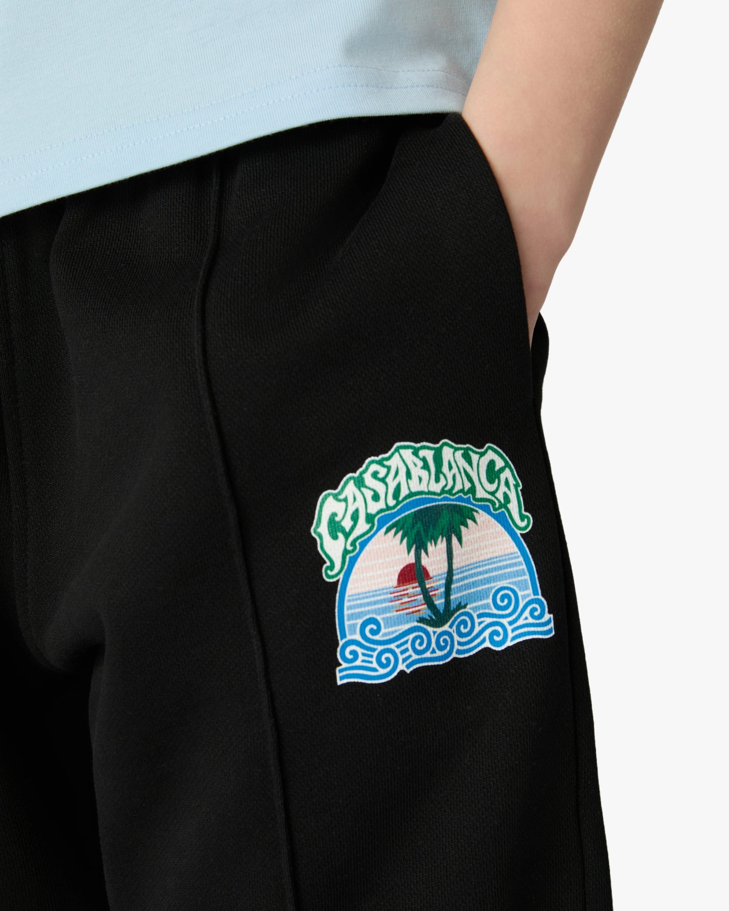 Children's Black Palm Tree Emblem Sweatpants