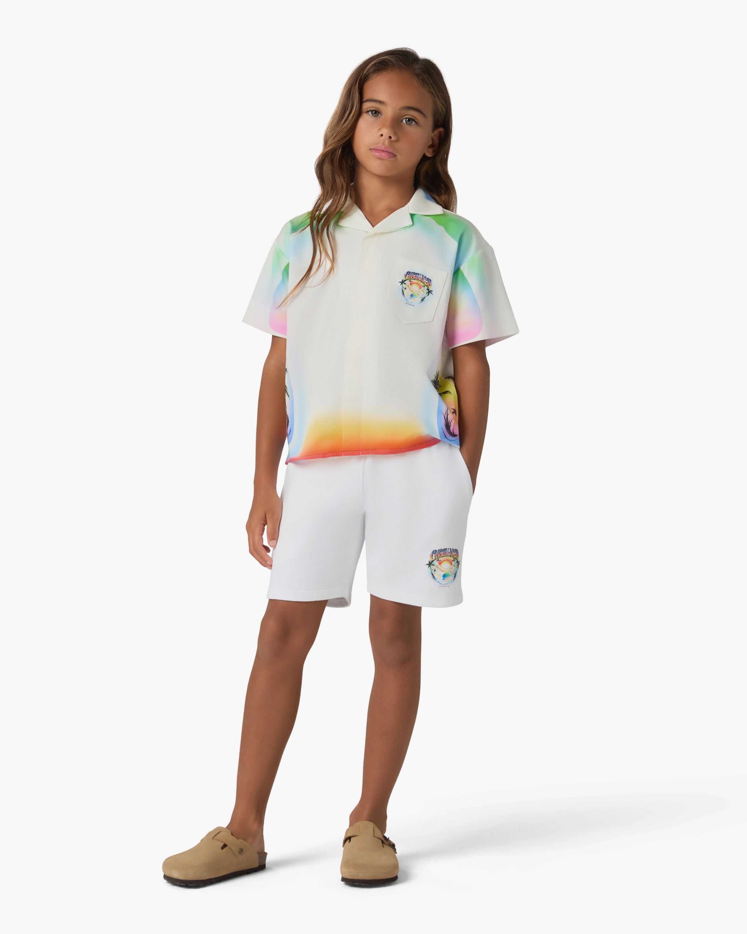 Children's White Airspray Sweatshorts