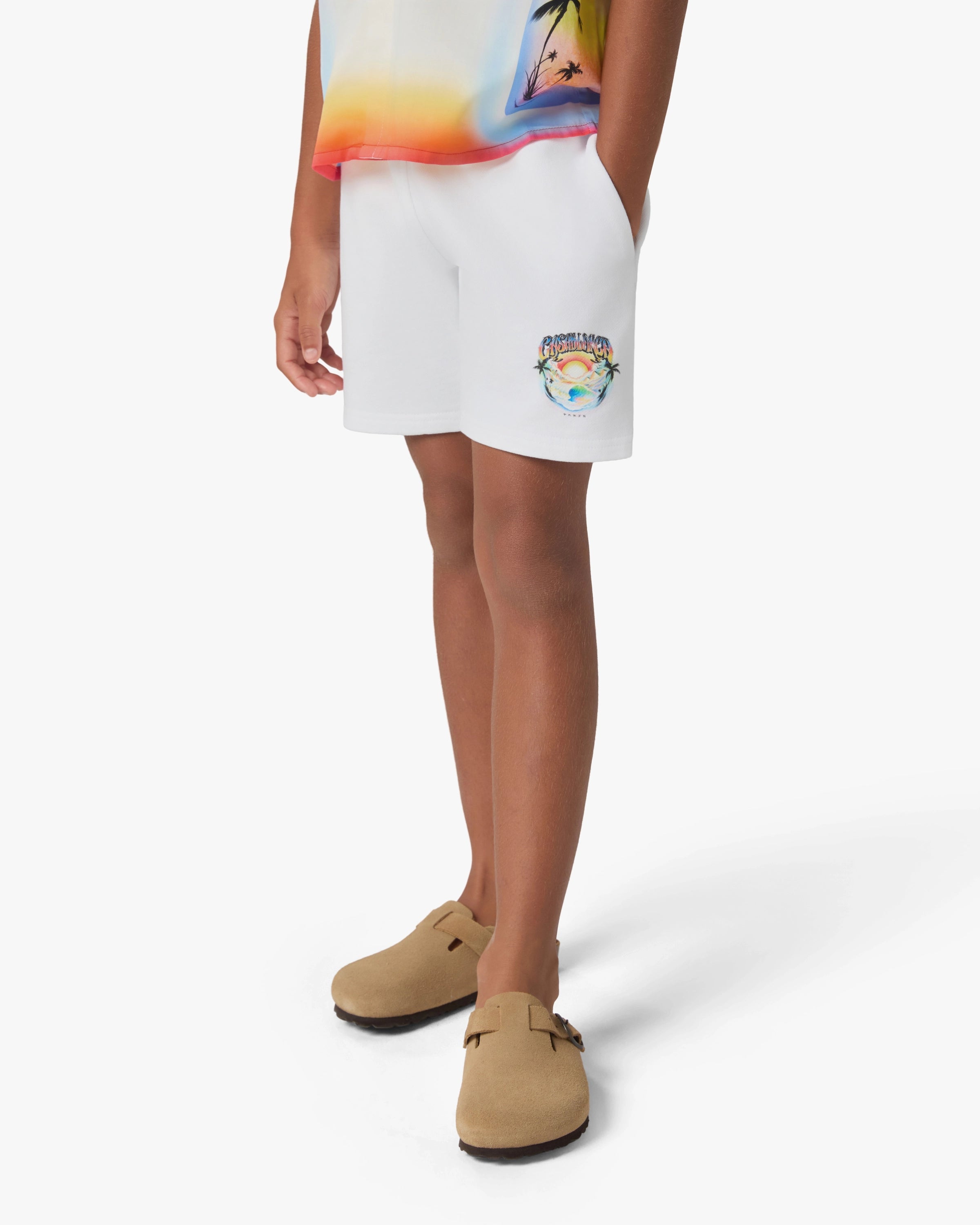 Children's White Airspray Sweatshorts
