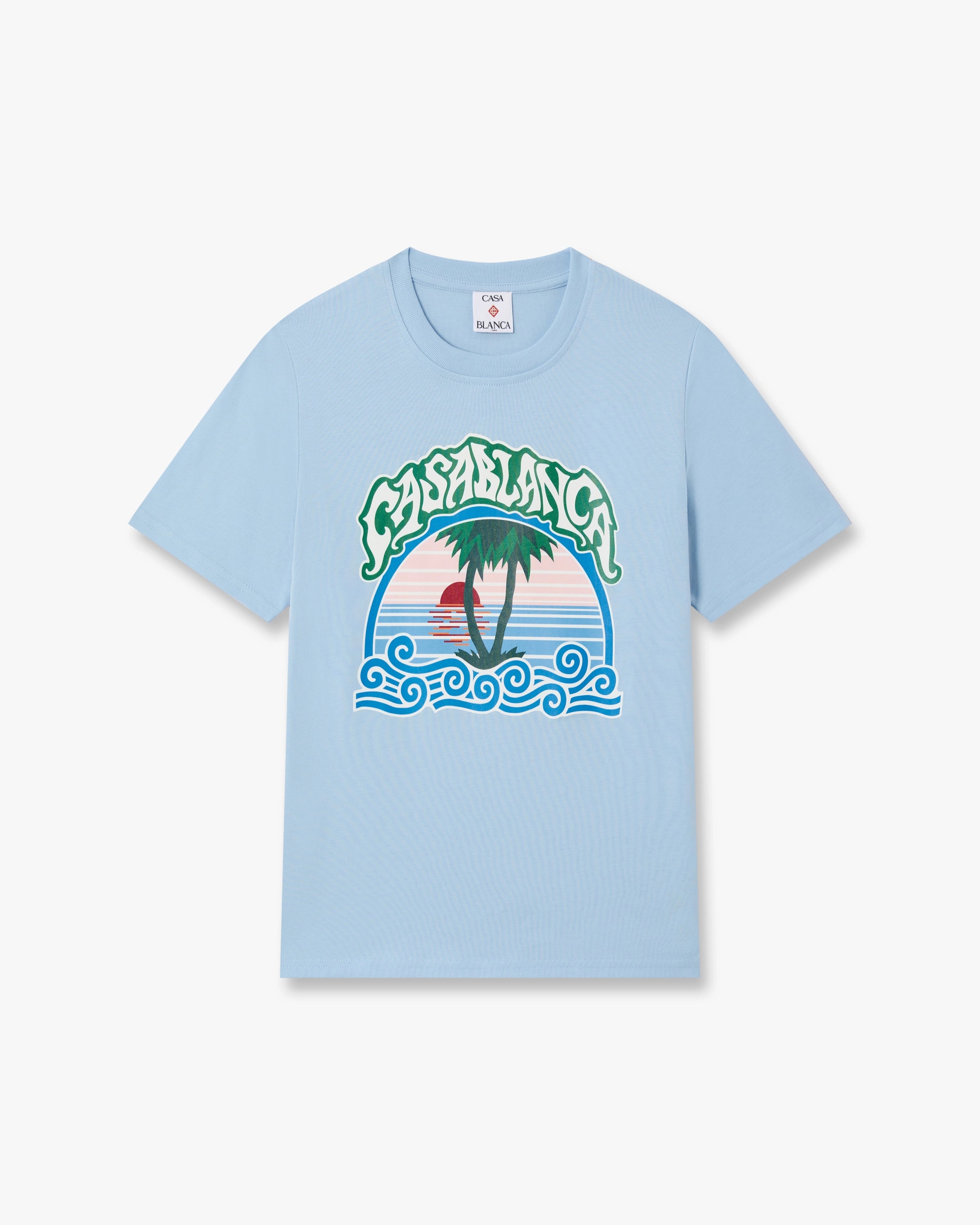 Children's Blue Palm Tree Emblem Short Sleeve T-Shirt